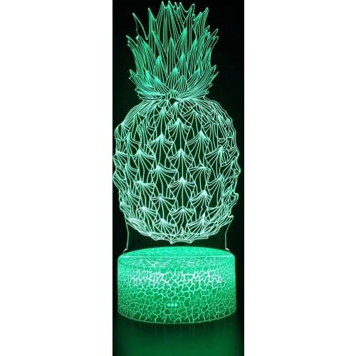 Cartoon 3D Pineapple Ananas LED Night Light Colorful Touch Illusion Table Desk Lamp Baby Sleep Home Decor Child Birthday Lamp