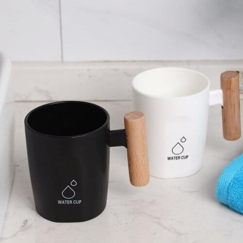Nordic Travel Portable Washing Cup with Wooden Handle Bathroom Brushing Cups Storage Organizer Couple Lover Tooth Mouthwash Cup