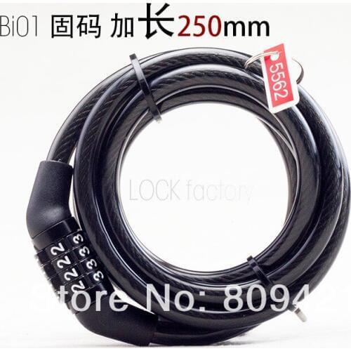 Whole Sale 50pcs/lot 4 digit Bike Lock Combination 8MM X 1500MM COMBO Bicycle lock password lock Bi01 Free Shipment