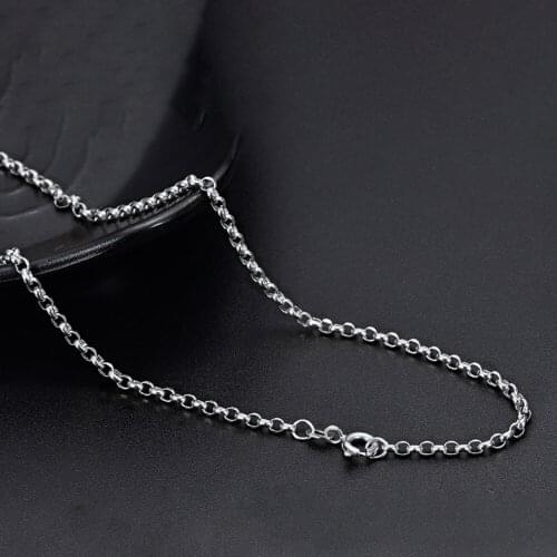 Pure 18K White Gold Necklace 2mm Cable Rolo Link Chain Necklace Stamped Au750 For Women Gift 50cm / 2.3-2.5g