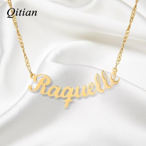 Personalized Name Necklace, Personalized Custom Handwriting Name Plate Pendants Necklaces Link Chain Jewelry Women Gift
