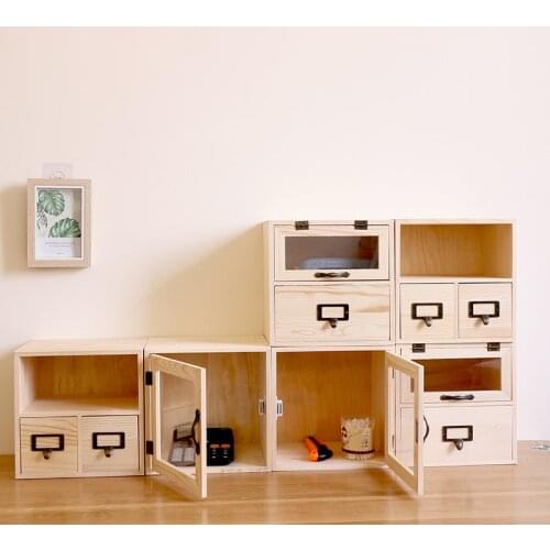 Коробка для хранения Simple And Creative Desk Storage Box For Student Dormitory Desks Storages Solid Wooden Office Drawer Shelf