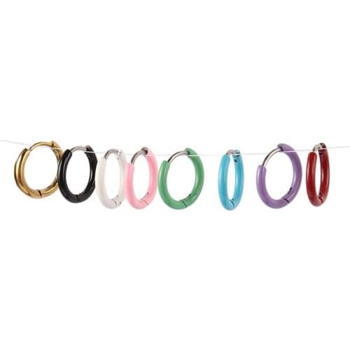 Simple Colorful Earring Stainless Steel Earring For Women Hoop Earrings Round Circle Earrings Men Women Jewelry Earrings