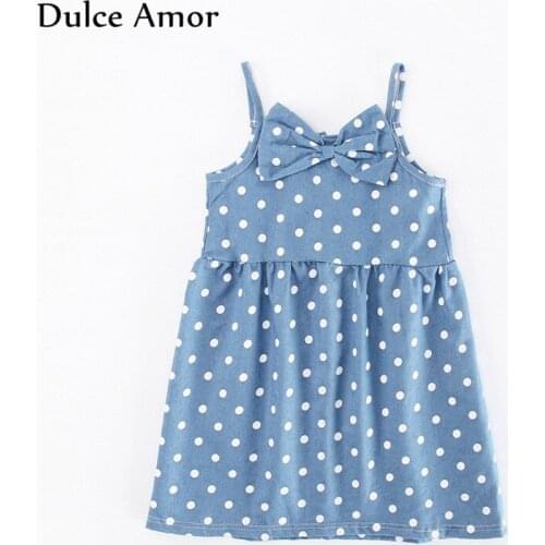 Clearance Sale Summer Girl Dress Sundress Princess Dress Girls Clothes Polka Dot Sleeveless Strapless Dress Bow Girl Party Dress