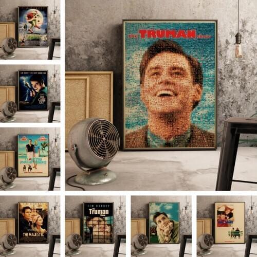 Jim Carrey Retro Poster The Truman Show The Mask Movie Bar Cafe Art Decor living Wall Home Decor Quality Canvas Print