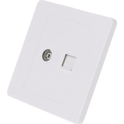 RJ45 Network Adapter+TV Antenna Coaxial Wall Mount Output Faceplate Panel Socket