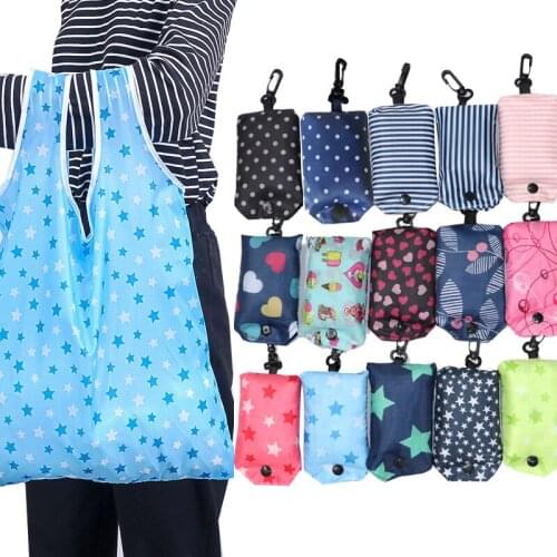 1PCS Foldable Shopping Bags for Groceries Recyclable Grocery Tote Pouch Women Flower Printing Friendly Washable Shopper Bag