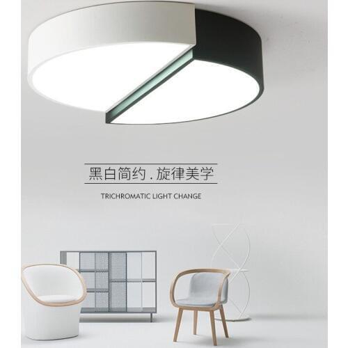 Modern Nordic LED Luster Intelligent Remote Control Living Room Lights Ceiling Light Decoration Embedded Round Black And White