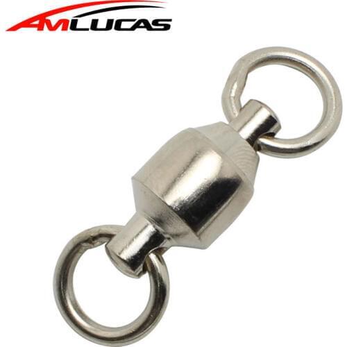 10pcs Heavy Duty Ball Bearing Barrel Fishing Rolling Swivel Stainless Steel Connector Solid Ring Size 0-8 Fishing accessories