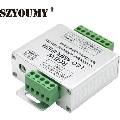 SZYOUMY LED RGBW Amplifier DC12/ 24V 24A 4 Channel Output RGBW LED Strip Power Repeater Console Controller