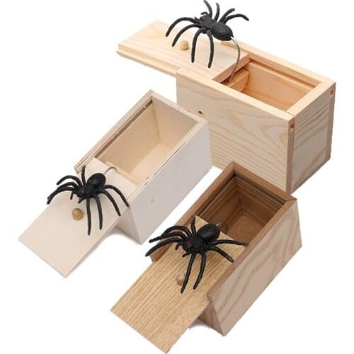 Halloween Decorations Spider Hidden In Case Prank-Wooden Scarebox Halloween Party Decor Interesting Play Trick Joke Toys Gift