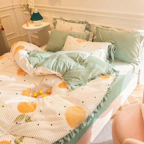 Magic Velvet Four-Piece Set Milk Double-Sided Velvet Coral Fleece Duvet Cover Bed Sheet Winter Flannel Bedding Three-Piece Set