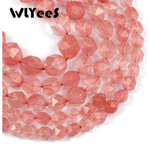 WLYeeS Natural Stone Cherry watermelon red bead Faceted Round Loose Beads For Jewelry DIY Making Bracelet Necklace 15'' 6 8 10mm