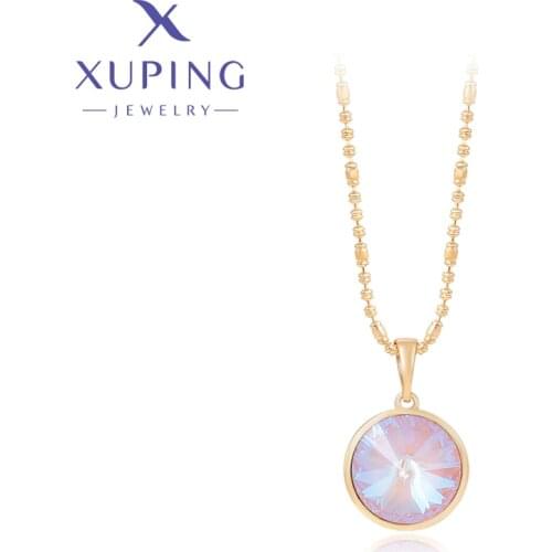 Xuping Jewelry Fashion New Arrival Round Crystal Pendant Necklace of Gold Color A00333379