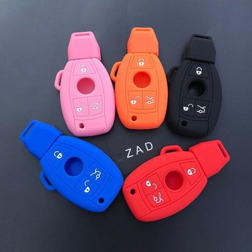 ZAD Silicone Car Key Case Cover For Benz Fob Remote Case Smart W203 W211 CLK A C E S Class Slk Cl For Mercedes 3 Buttons keyless