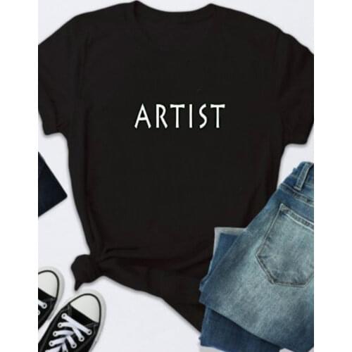 ARTIST Letter Print T Shirt Women Short Sleeve O Neck Loose Tshirt 2020 Summer Women Tee Shirt Tops Camisetas Mujer