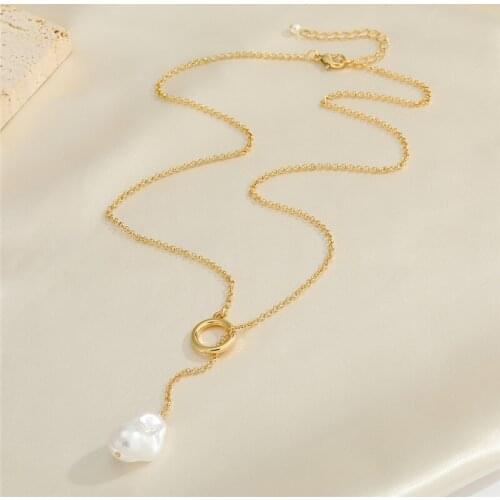 1PC New Elegant Natural Pearl Pendant Necklace For Women Bohemia Minimalist White Pearl Necklace Chain Choker Jewelry N295