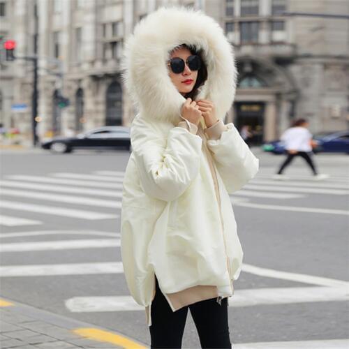 Gowyimmes 2019 Winter Women Thicken Down Jackets With a Hood Large Faux Fur Collar Coat Slim Big Size Down Coats Ourwear PD564