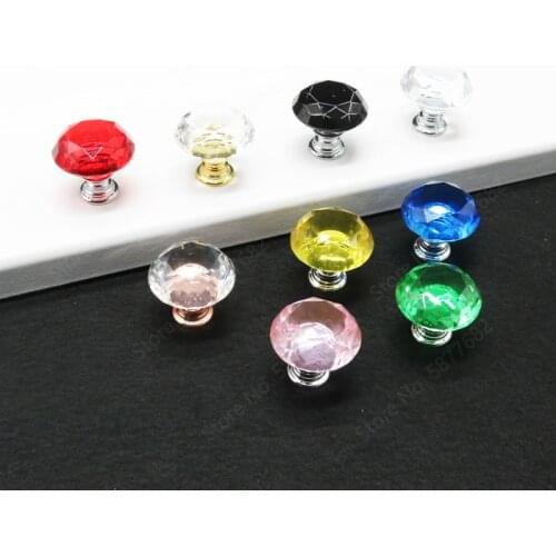 30mm Diamond Shape Design Crystal Glass Knobs Cupboard Pulls Drawer Knobs Kitchen Cabinet Handles Furniture Handle Hardware