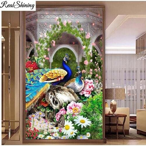 5D DIY Diamond Embroidery Peacock,full drill flower butterfly Diamond Painting Cross Stitch Mosaic Corridor entrance F164