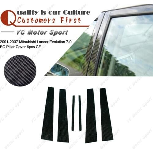 Car Accessories Carbon Fiber Pillar Cover 6pcs Fit For 2001-2007 Lancer Evolution 7-9 EVO 7 8 9 BC Pillar Cover