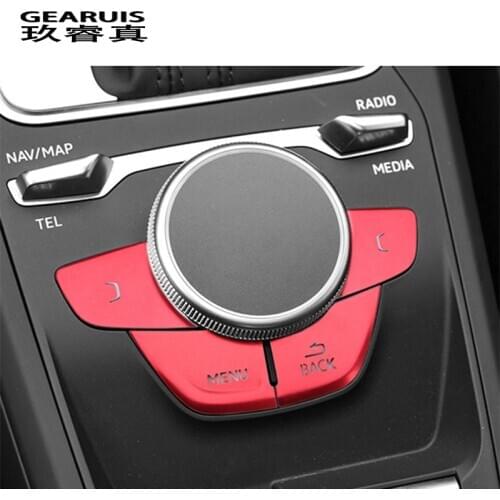 Car Styling For Audi Q2 Q2L Gears Shift Panel Covers multimedia BLCk MENU buttons decoration Stickers Interior auto Accessories