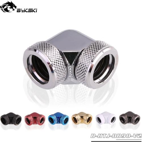 Bykski Water Cooling 90 Degree Fitting Use for OD14mm PETG/Acrylic Hard Tube To Hand Compression Copper Fitting Double Interface