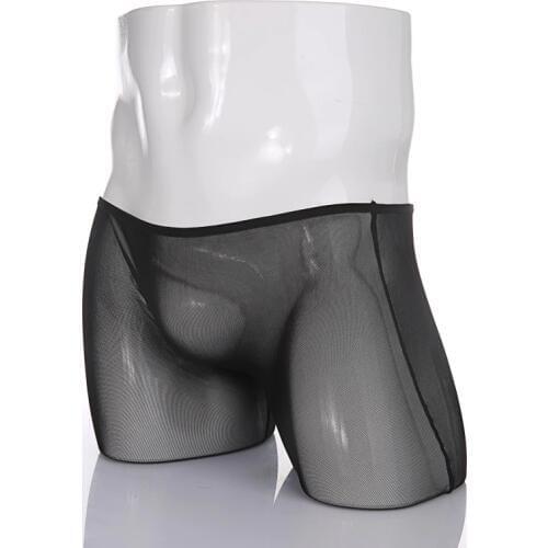 Black Hot Underwear Men Cueca Boxer Mens Transparent Sexy Male Panties Underpant See-Through Shorts