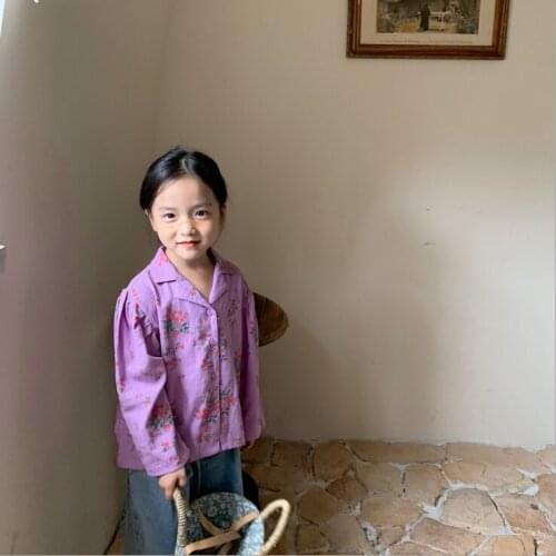 2021 new style girls printed shirt fashion autumn cotton kids top 2-7 years YU938