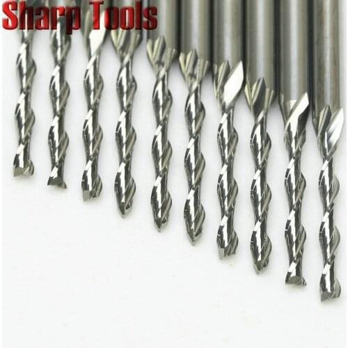 3.175x2.0x15mm Two Spiral Flute Cutting Tools for Wood 3d Acrylic Engraving, Solid Carbide End Mill Milling Tools for CNC Router