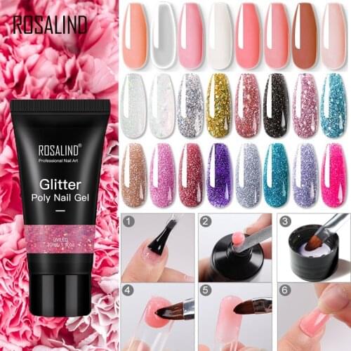ROSALIND 15ml/30ml Poly Nail Gel Acrylic Extension Builder Manicure Hybrid Varnishes Temperature Change Crystal Quick Nail Gel