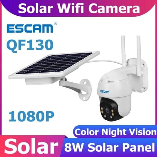 ESCAM QF130 1080P 2MP HD Solar Panel Battery IP Camera Wifi Wireless Outdoor PTZ Smart Home Video Security CCTV Surveillance