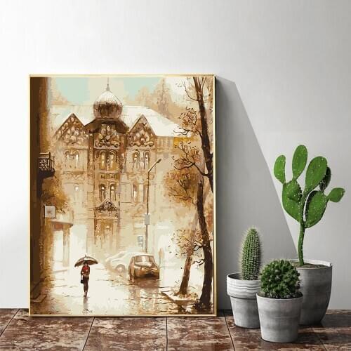 Painting By Numbers Woman umbrella castle Drawing On Canvas HandPainted Gift Picture By Number animal Kits Home Decoration