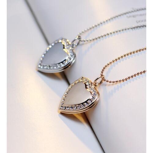 2018 New Classic Memory Photo Frame Rhinestone Crystal Heart Pendant Necklace Ladies Jewelry Fashion Necklace Jewelry