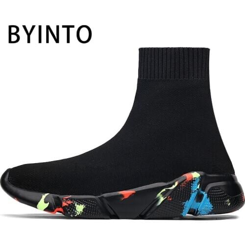 High Top Light Breathable Men Women Sport Black Sock Sneakers Athletic Fitness Trainer Gym Tennis Shoes Tenis Feminino Masculino