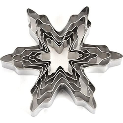 Kitchen Bakeware Stainless Steel Snowflake Shape Cake Mold Cookie Biscuit DIY Tool Mousse Mold Full Set Mould 5PCS/set