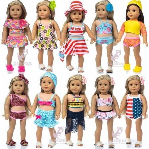 43 cm baby doll swimming set beach dress 18 inch girl doll bikini swim clothes