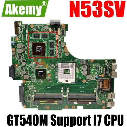 AKEMY N53SV Laptop Motherboard For ASUS N53S N53SN N53SM Original Mainboard HM65 GT540M Support I7 CPU 4xslot