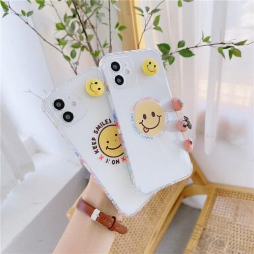Cute Smile Cell Phone Case for IPhone 11 12 Pro Max Mini X XS XR XSMAX 8 7 Plus 2020 SE Relive Stress Fidget Spinner Accessories