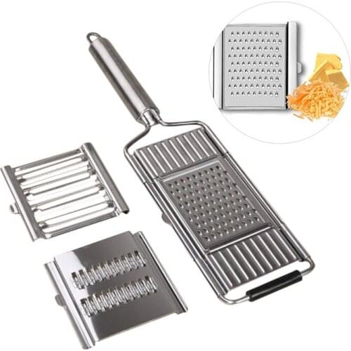 3-in-1 Multi-use KItchen Slicer Set Lemon Cheese Grater Stainless Steel Vegetable Cutter Replaceable Shredder Slicer For Onion