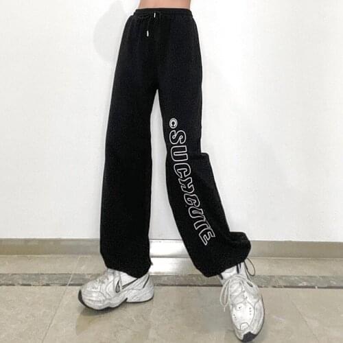 Fashion Sports Pants New Looser Monogrammed Sweatpants for Early Fall 2021 Sweatpants Women Baggy Cyber Y2k 2000s Aesthetic Pant