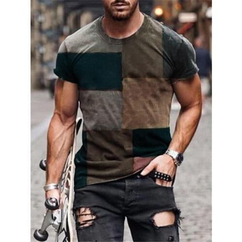Men Vintage Splicing Printed Male T Shirt Bottoms Top Tee Male Hip Hop Streetwear Short Sleeve Fitness Tshirts For Men Clothes