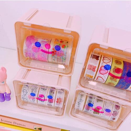 Desk Organizer Storage Box Washi Tape Stationery Storage Box Kawaii Office Accessories Organizer Desk