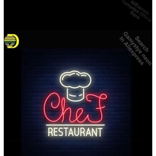 NEON SIGN Chef restaurant logo GLASS Tube BAR Light Sign Affiche Neon Windows Garage Wall Sign Net Bar Sign neon signs for home
