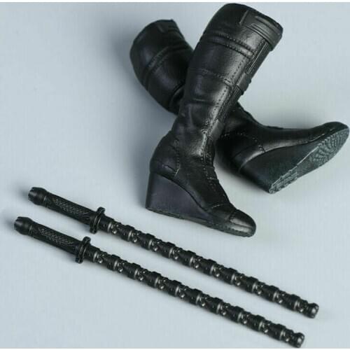 NRTOYS NR32 1/6 Female High Heels Black Boots with Electric Baton Model Fit 12'' Action Figure Body