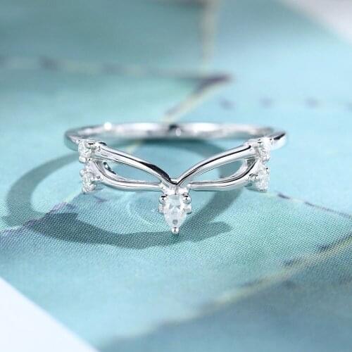 Veryins Unique Sterling Silver S925 Moissanite Wedding Band Vintage Pear Shaped Stacking Ring Antique Matching Band