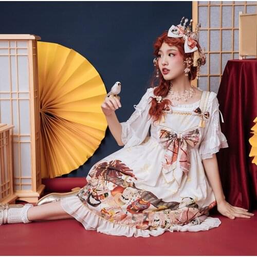 Original Demonia Jsk Vintage Kawaii Gothic Women Lolita Dress Cosplay Costume High Waist Sling Dress