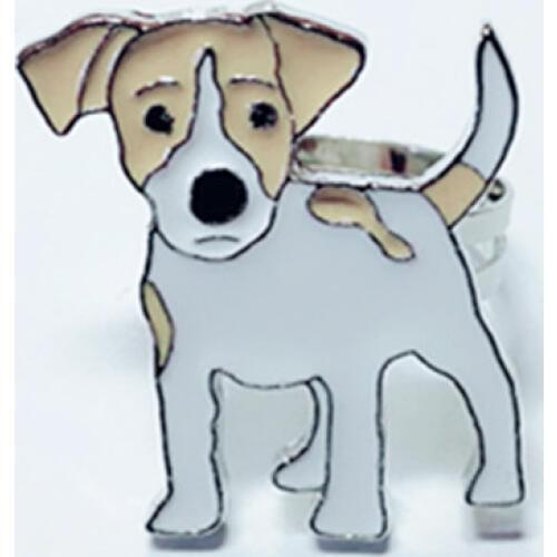 Jack Russell Terrier rings for women men silver color zinc alloy open adjustable male female dog ring jewelry with gift box