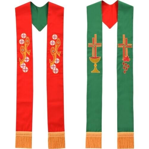Father Priest UnisexAdult Reversible Clergy Mass Stole with Cross