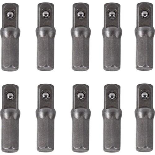 10pcs Impact Socket Adapter Converter 1/4" Hex Shank To 1/4" Square Drive 25mm 10pcs Socket Adapte Chrome Vanadium Steel